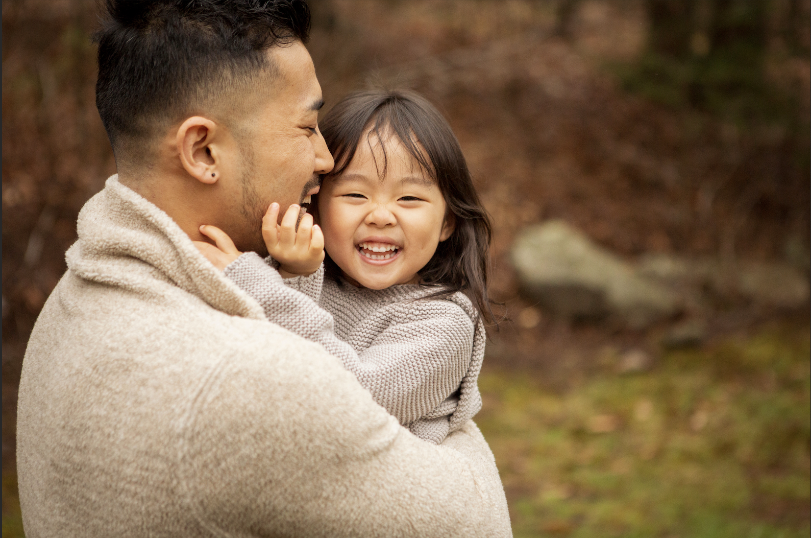 Diversity - Father and daughter wearing quality knitwear